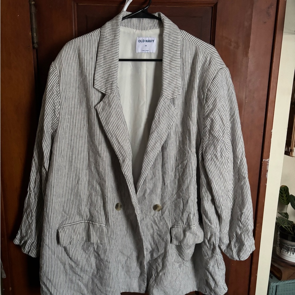 Old Navy Women's Pinstripe Blazer - Black and White